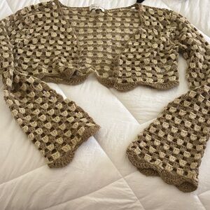 Stylish Crochet Women vest - Brown and Cream